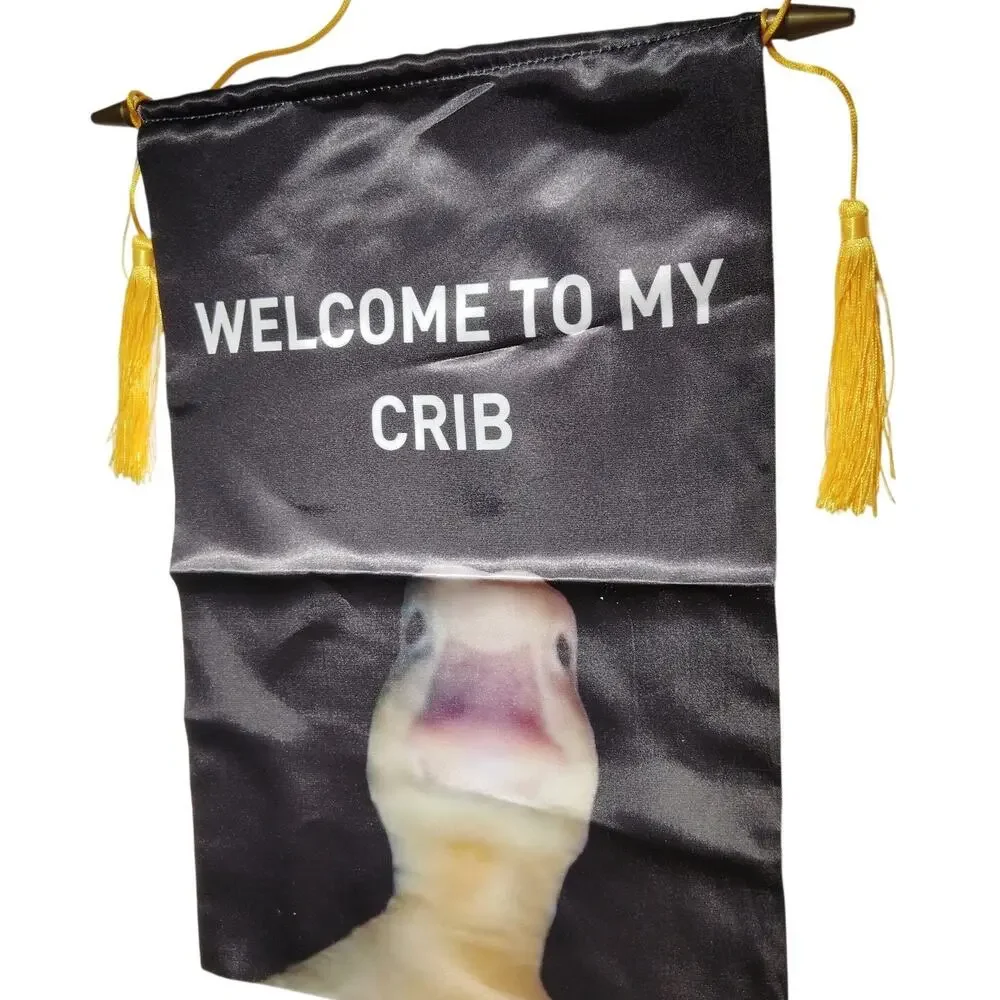 Welcome to My Crib Duck Wall Tapestry 12×18 in Double‑Sided Hanging Banner